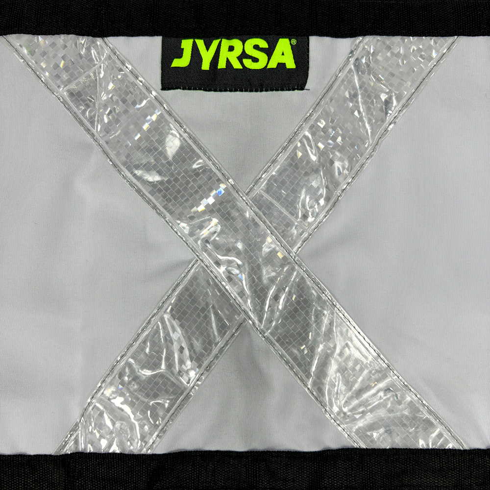 Chaleco JYRSA tipo Rescatista de Tela Gabardina color Blanco con reflejante.