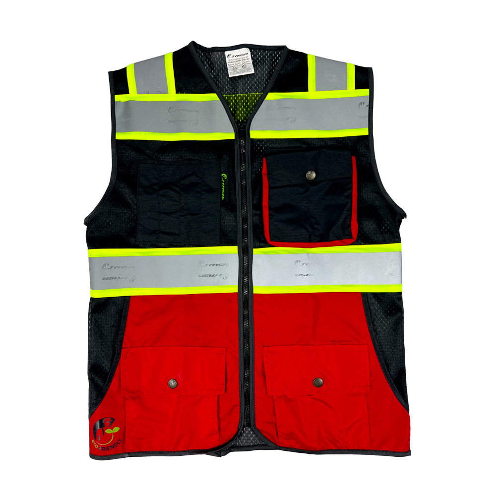 Chaleco JYRSA tipo Ejecutivo Ventilado color Negro - Rojo