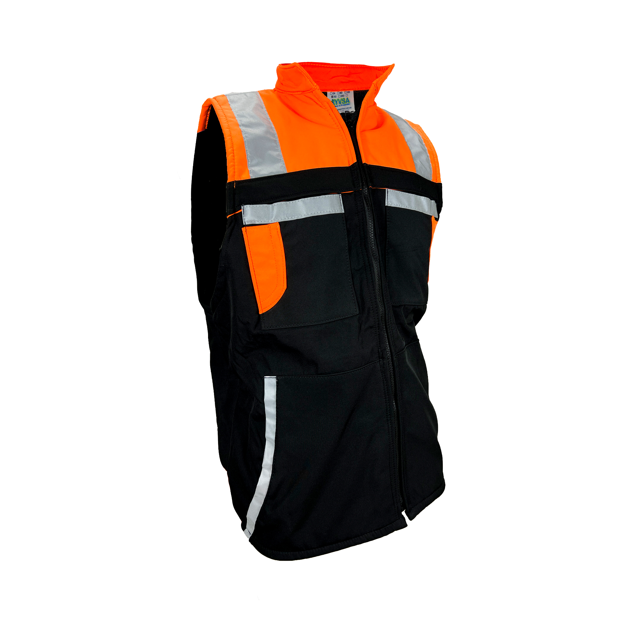 Chaleco Térmico Polar RYVSA tipo Brigadista bicolor Anaranjado-Ne