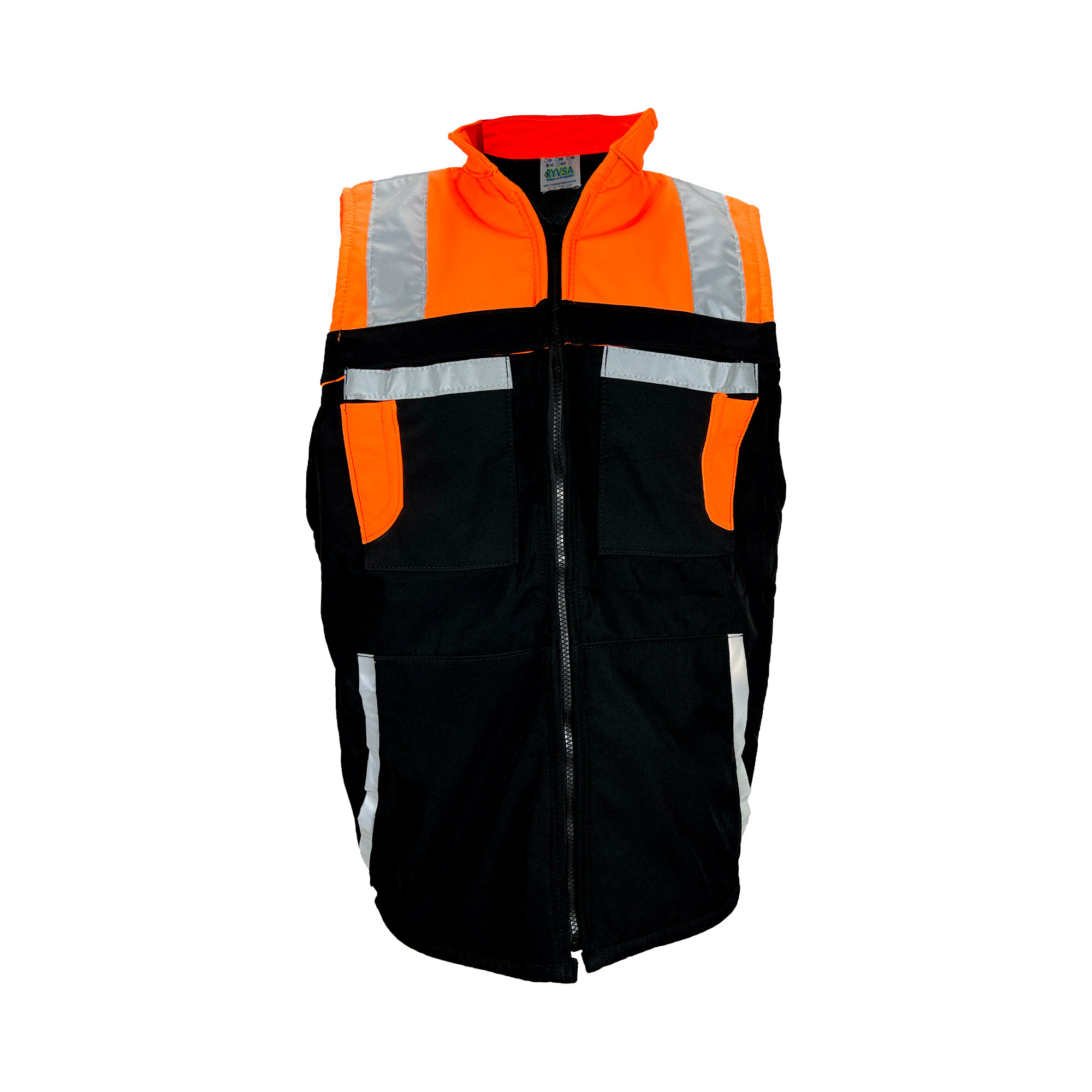 Chaleco Térmico Polar RYVSA tipo Brigadista bicolor Anaranjado-Ne