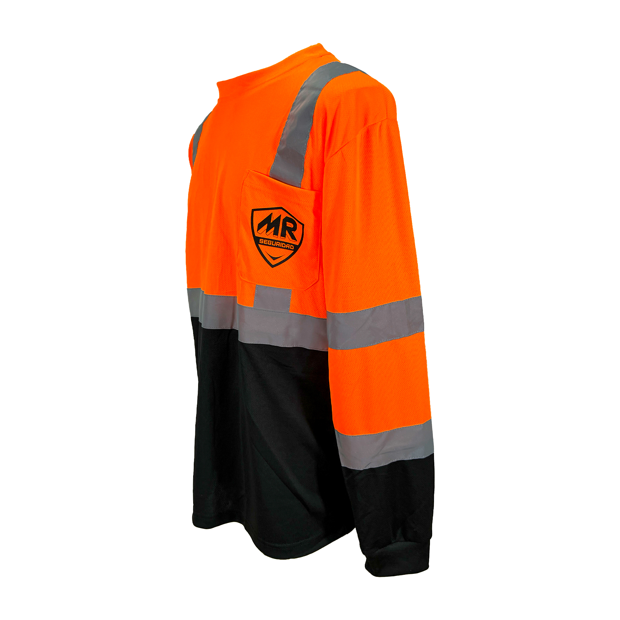 Playera Manga Larga  Alta Visibilidad Bicolor Naranja -Negro con 