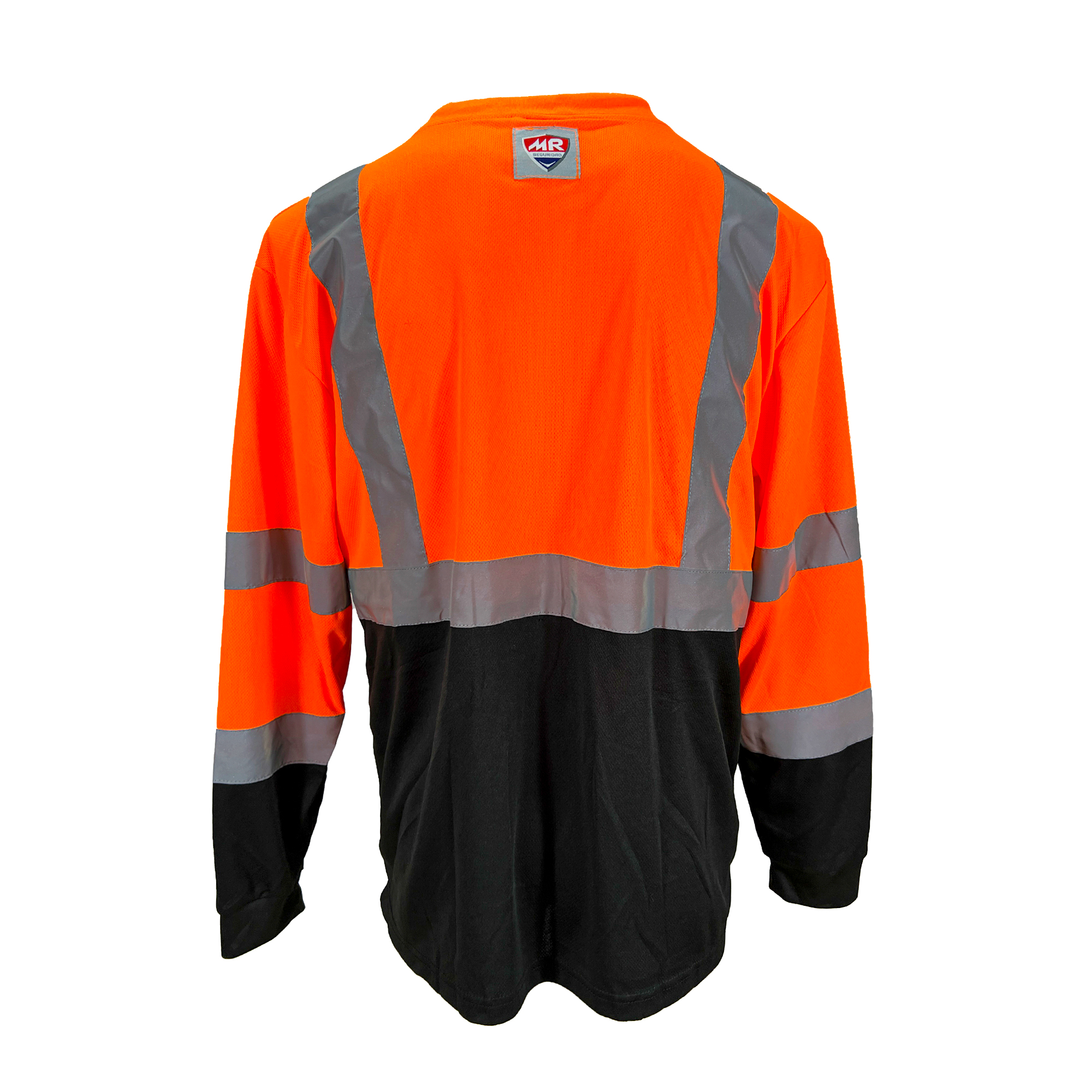 Playera Manga Larga  Alta Visibilidad Bicolor Naranja -Negro con 