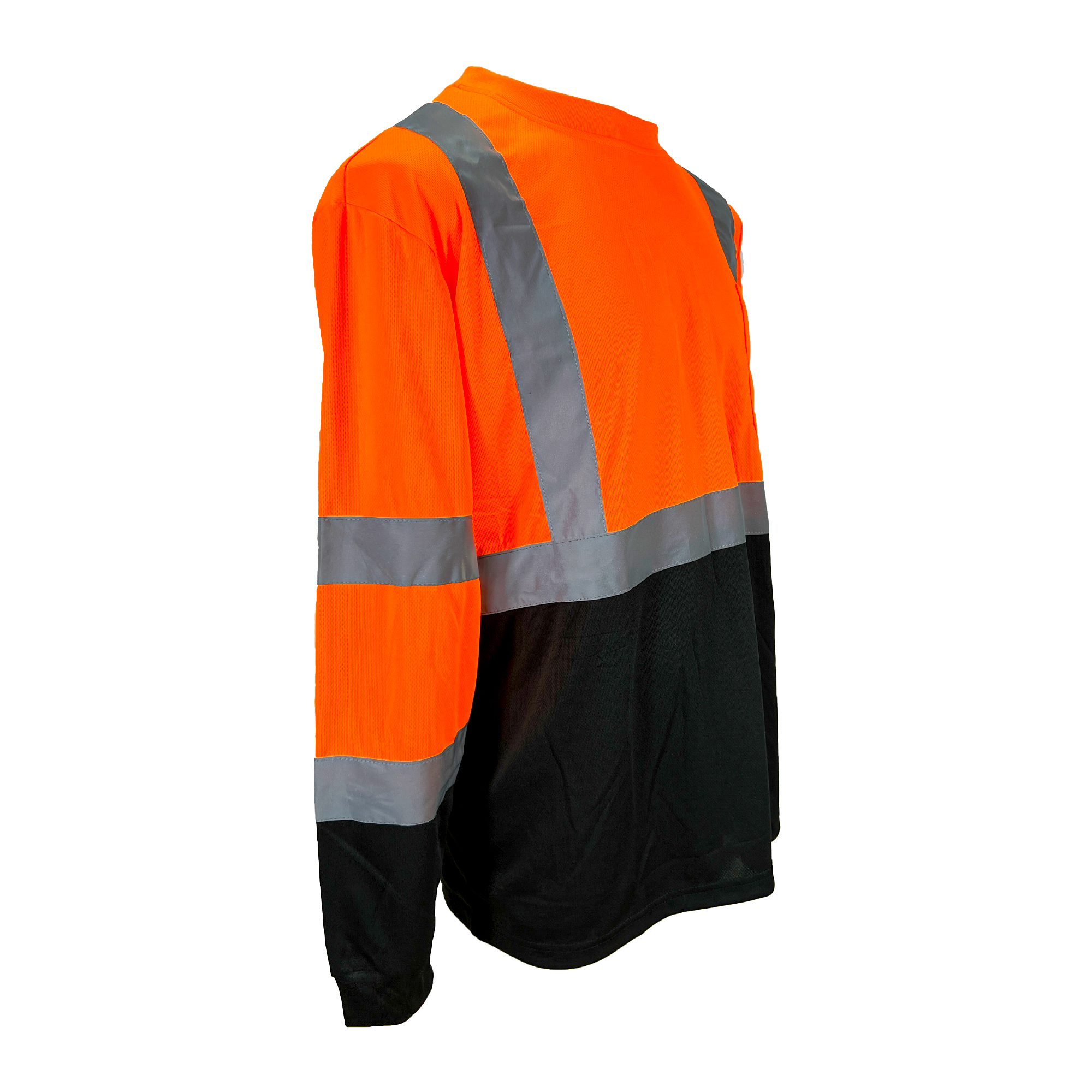 Playera Manga Larga  Alta Visibilidad Bicolor Naranja -Negro con 