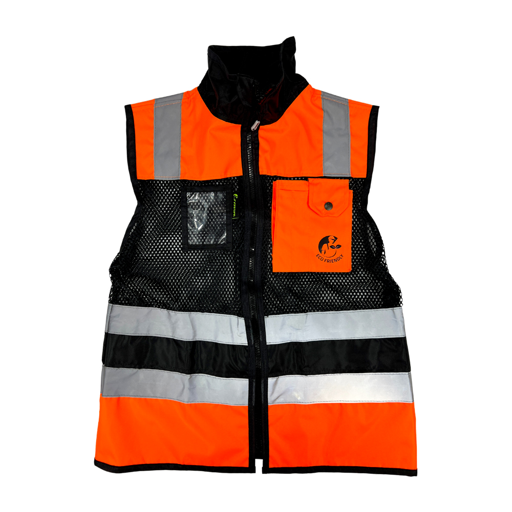 Chaleco JYRSA tipo Ejecutivo de Malla alta visibilidad Bicolor Anaranjado-Negro