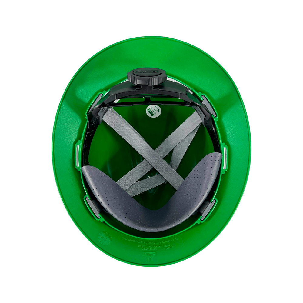 Casco MSA Ala Ancha ajuste Matraca Verde