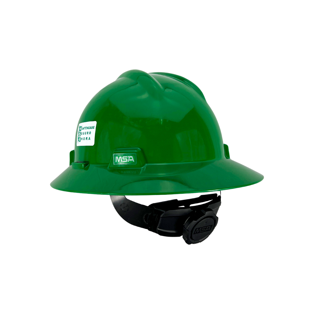 Casco MSA Ala Ancha ajuste Matraca Verde