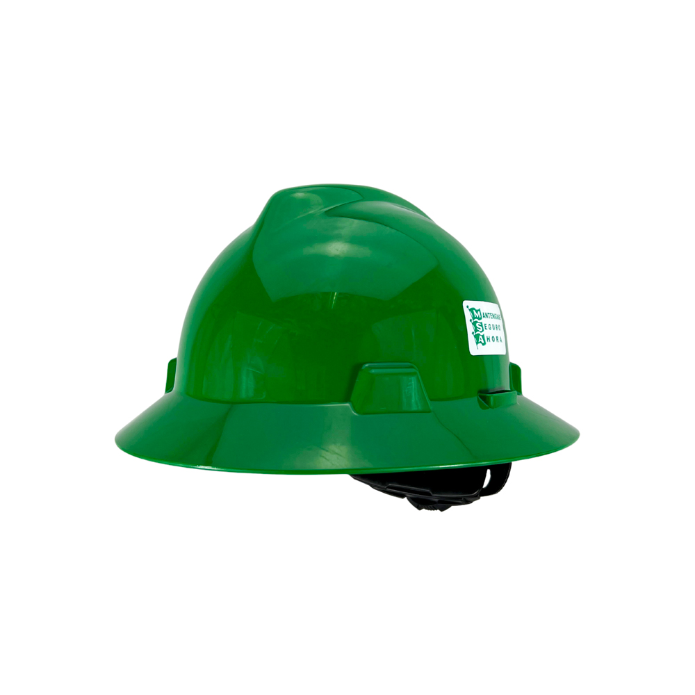 Casco MSA Ala Ancha ajuste Matraca Verde